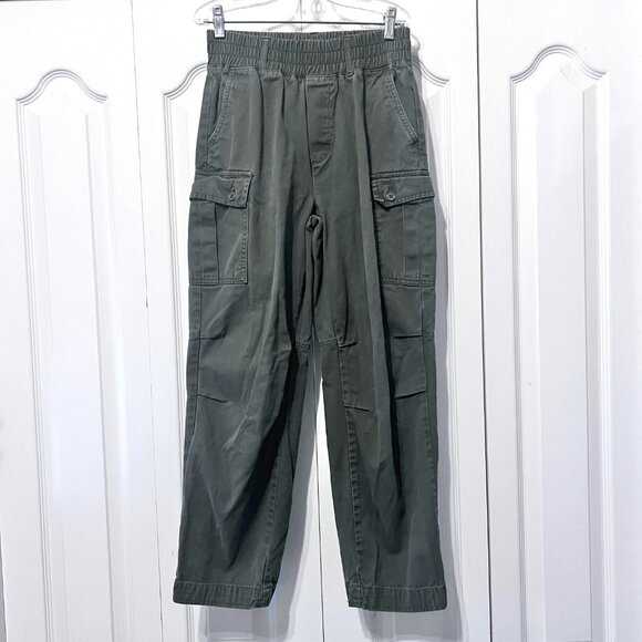 Forever 21- Size Small Jrs.  Army Green Cargo Cotton Pants-Side Pockets-Elastic - Picture 2 of 13